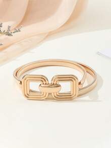 1 件装欧美风格女孩弹力腰带，配方形弹簧水钻扣 - 金色 - 查看 2