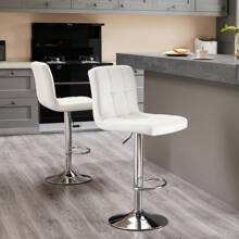 Sweetcrispy Sweetcripy Bar Stools Set Of 2, PU Leather Adjustable Swivel Barstools, Armless Hydraulic Kitchen Counter Height Bar Stools, Thickened Seat Cushion Square Island Barstools With Back - White - View 7