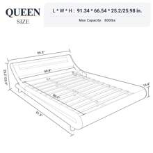 Allewie Full/Queen/King Size LED Platform Bed Frame With Adjustable Headboard, No Box Spring Need, Easy Assembly, Faux Leather In Black/Grey/White And Black * Bed Frame Queen Queen Bed Frame Bed Frame Full Full Size Bed Frame King Size Bed Frame Twin Bed Frame Room Decor Home Decor Christmas Decor Bedroom Decor Valentine Day Decor Storage Living Room Decor Furniture House Decor - 灰色 - 查看 6