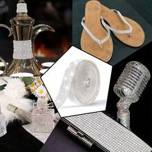 (0.67 inches X 1 size) Self adhesive crystal rhinestone ribbon - rhinestone stripes, DIY flash ribbon stickers rhinestone glue crafts mobile phone car decoration (8 rows), wedding, party gifts ribbon decoration handicrafts - Multicolor - View 5