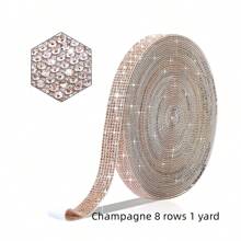 (0.67 inches X 1 size) Self adhesive crystal rhinestone ribbon - rhinestone stripes, DIY flash ribbon stickers rhinestone glue crafts mobile phone car decoration (8 rows), wedding, party gifts ribbon decoration handicrafts - Multicolor - View 10