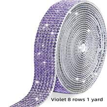 (0.67 inches X 1 size) Self adhesive crystal rhinestone ribbon - rhinestone stripes, DIY flash ribbon stickers rhinestone glue crafts mobile phone car decoration (8 rows), wedding, party gifts ribbon decoration handicrafts - Multicolor - View 11