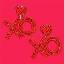 1pair Personalized Vintage Earrings, European And American Style Xoxo Letter, Pearl And Heart Shaped, Ins Style - XO Love Earrings - View 9