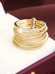 1 Miếng Đơn giản 7 Ban nhạc Thiết kế Đồng Vòng rộng Với CZ đá Chỉnh trang - Nhiều màu - Xem 12