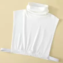 1入組女性簡約風格的黑色、白色、灰色襯衫,高領頸暖保暖 - 白色 - 查看 1