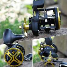Sougayilang 4.1:1 齒輪比強力拖釣釣線輪左右手鹹水海釣釣線輪強力拋餌釣線輪 - 金色 - 查看 11