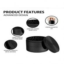 1pc 4-Layer 4cm Mini Colorful Ombre Style White & Black Grinder Made Of Metal For Crushing Or Smoking Herbs - Black - View 8