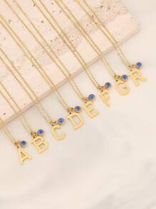 1入不鏽鋼字母眼吊墜,適合女性日常佩戴 - 金色 - 查看 1