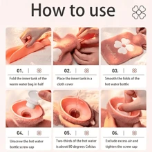 1個/16.91盎司可拆卸可洗的布套暖水袋,方便可愛的加厚pvc防爆手暖器。它可以保持40°c左右的溫度長達6小時！ - 粉色 - 查看 5