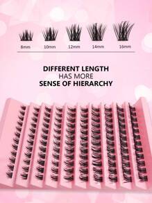 Asiteo 120pcs D-Curl Lengthening Individual Lashes, 8-16mm Thickness, Fluffy & Soft, DIY Eyelash Extension, Lash Clusters, Individual False Eyelashes - Black - View 2