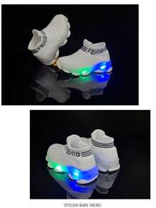 Zapatillas casual para niños con luces LED - Blanco - Ver 5