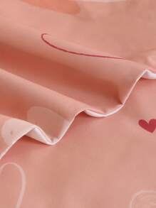 3入組情人節抗菌和絨毛洗滌床上用品套件,心形印花被套和2個靠墊套,帶拉鍊和角落綁帶,全尺寸或女王尺寸 - 粉色 - 查看 6