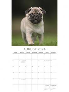 2024 Square Wall Calendar, Pugs, 16-Month Animals Theme With 180 Reminder Stickers (12 X 12 In) - Nhiều màu - Xem 3