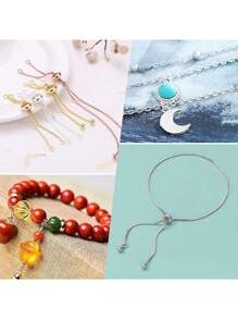 20/100Pcs Brass Rubber Beads Stopper Beads Stopper Positioning Spacer Beads Adjustable Slider Clasps Round Beads Insert Rubber For Bracelets Jewelry Makings - Silver - View 3