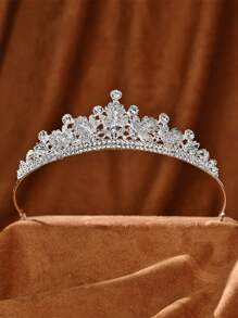 1pc Heavy-Duty Gorgeous Gold Crown Headband Hair Accessory Embellished With Rhinestones For Brides, Weddings, Parties, Birthdays And Fashion Styles - Multicolor - View 9