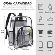 PVC Portable Transparent Backpack, Multi-Pocket Large Capacity Waterproof Casual Classic Backpack - Black - View 2