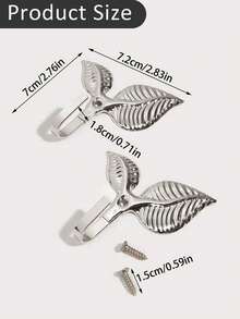 2入組金屬掛勾,明銀色葉形裝飾掛勾,用於掛窗簾、繩子等。螺絲18g。 - 亮銀 - 查看 3