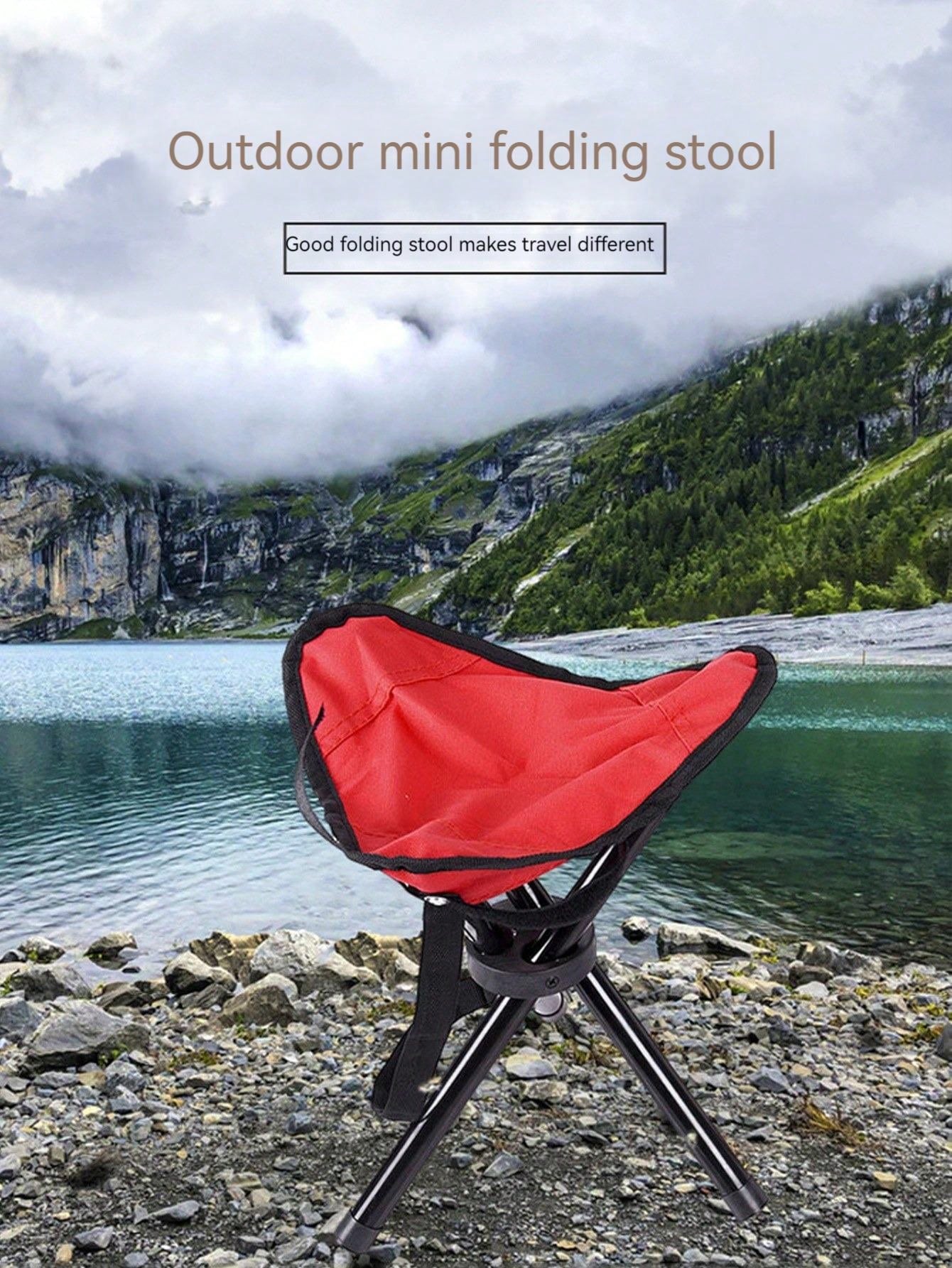 1pc Outdoor Folding Triangle Stool, Lightweight Camping Stool, Barbecue Stool, Mountaineering