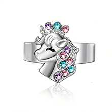 4pcs Cute & Colorful Unicorn Design Jewelry Set For Teenage Girls, Including Necklace, Bracelet, Ring, Earrings, Ideal For Birthday And Back-to-school Gifts - Silver - View 3
