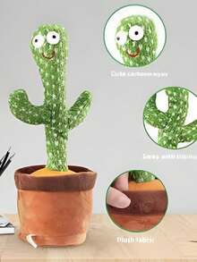 Juguete Cactus Bailarín Peluche Felpa Recargable - Verde militar - Ver 2