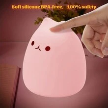 1pc Cartoon Silicone Led Color-changing Pat Lamp Cat Night Light For Indoor Bedroom - Cat - View 2