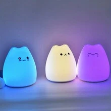 1pc Cartoon Silicone Led Color-changing Pat Lamp Cat Night Light For Indoor Bedroom - Cat - View 4