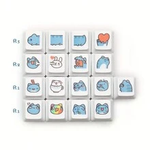1 Pieza Tecla Personalizada En Forma De Gato Azul Lindo Para Teclado Mecánico, Altura Oem, Compatible Con Zxc Y R1 - Lindo gato azul tipo E (para ZXC) x1 - Ver 6