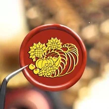 1入組水果蠟封銅製頭,適用於邀請函、派對、禮品包裝、信封、酒瓶包裝(無柄) - 金色 - 查看 3