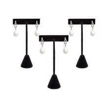 1個t形黑色天鵝絨耳環展示架,帶孔,適用於櫥窗展示和櫃臺裝飾道具 - 黑色 - 查看 3