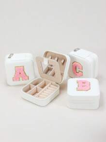 1入組紫色攜帶式旅行首飾收納盒,適用於項鍊、戒指、耳環、耳釘和其他小配飾 - 白色 - 查看 1