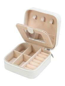 1入組紫色攜帶式旅行首飾收納盒,適用於項鍊、戒指、耳環、耳釘和其他小配飾 - 白色 - 查看 6