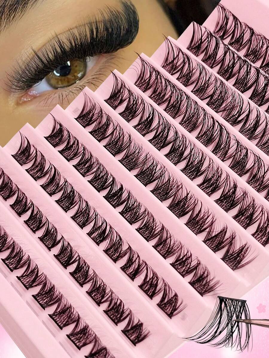 Asiteo Lông mi giả riêng lẻ 100 cụm 7-16mm Chiều dài hỗn hợp Tự làm lông mi nối dài, Lông mi giả ghép phân đoạn mềm mại Lông mi nối dài tự nhiên Cụm lông mi, Cụm lông mi, Lông mi riêng lẻ, Lông mi, Lông mi giả - màu đen - Xem 1