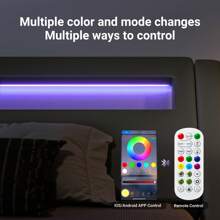 Allewie Full/Queen/King Size LED Platform Bed Frame With Adjustable Headboard, No Box Spring Need, Easy Assembly, Faux Leather In Black/Grey/White And Black * Bed Frame Queen Queen Bed Frame Bed Frame Full Full Size Bed Frame King Size Bed Frame Twin Bed Frame Room Decor Home Decor Christmas Decor Bedroom Decor Valentine Day Decor Storage Living Room Decor Furniture House Decor - 灰色 - 查看 7