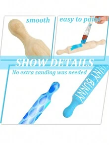 1pc Mini Wooden Rolling Pin, Uncoated Small Size Baking Rolling Pin, Household Dough Roller - Khaki - View 4
