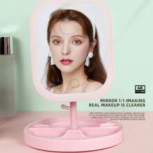1pc Desktop Led Makeup Mirror With Lights, Detachable & Usb Chargeable & Foldable, Suitable For Students And Dormitory - Multicolor - View 5