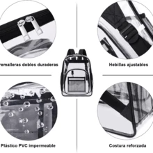 PVC Portable Transparent Backpack, Multi-Pocket Large Capacity Waterproof Casual Classic Backpack - Black - View 5