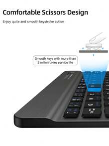 彩色無線鍵盤，適用於三星iPad小米華為平板電腦，支援IOS、Android及Windows系統，無線鍵盤 - 黑色 - 查看 5