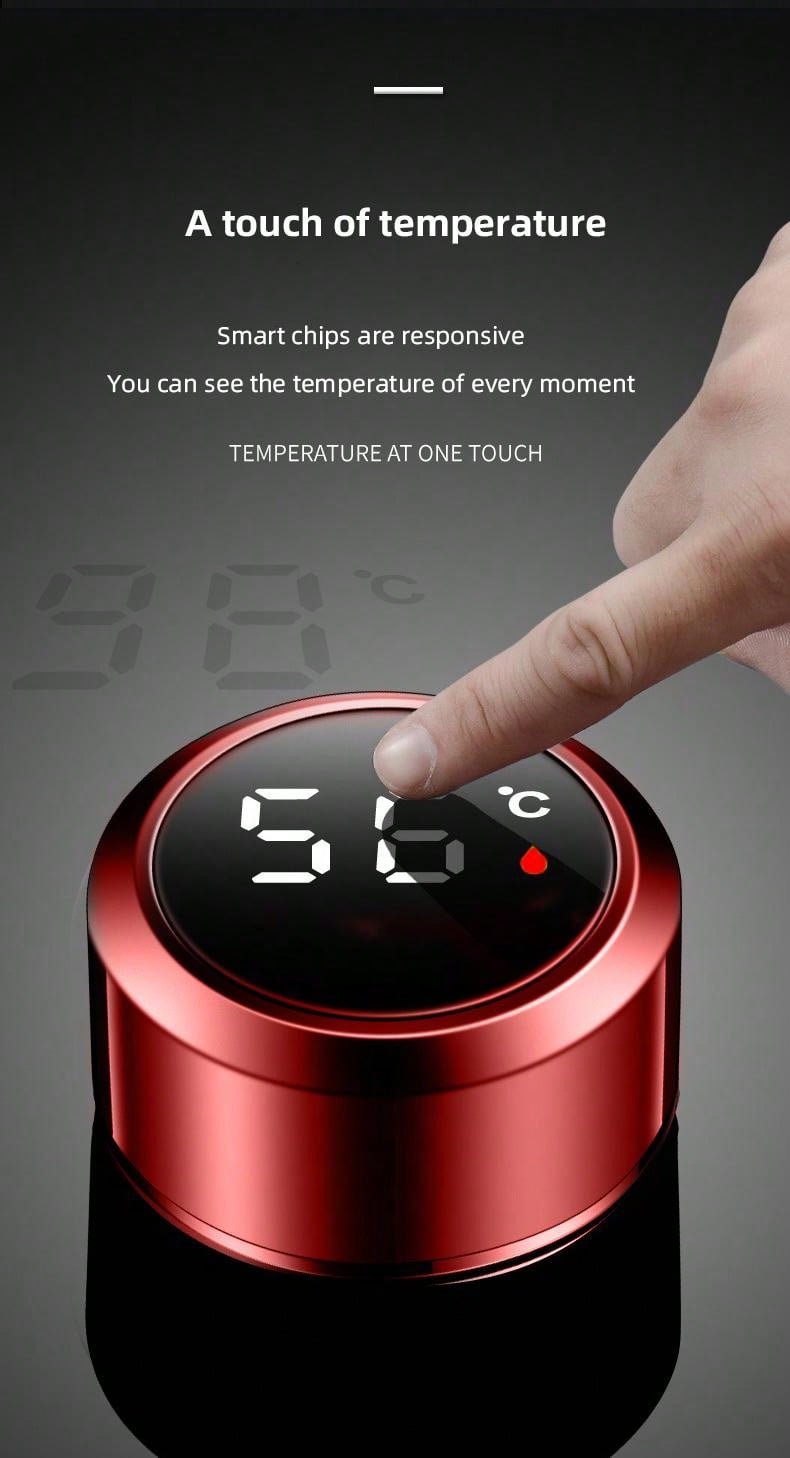 Gourde Isotherme 0,5 L Avec écran Tactile LED - Affiche La Température - Acier Inox 304/316, étanche - Pour Maison, Bureau, Voyage