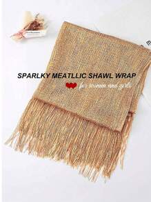 Boho 1pc Women's Golden Sparkly Shrug For Formal Occasions Like Prom,Party,Bridesmaid Or Bridal Accessories Women - Gold - View 4