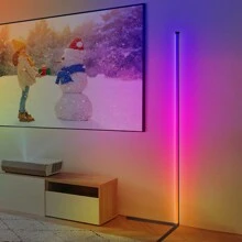 1pc Led Corner Floor Lamp With Smart Rgbic Light, Music Sync, Modern Mood Standing Lamp With 16 Million Colors, App & Remote Control, Diy Mode And Timer For Living Room/playroom Decor - Black and White - View 3