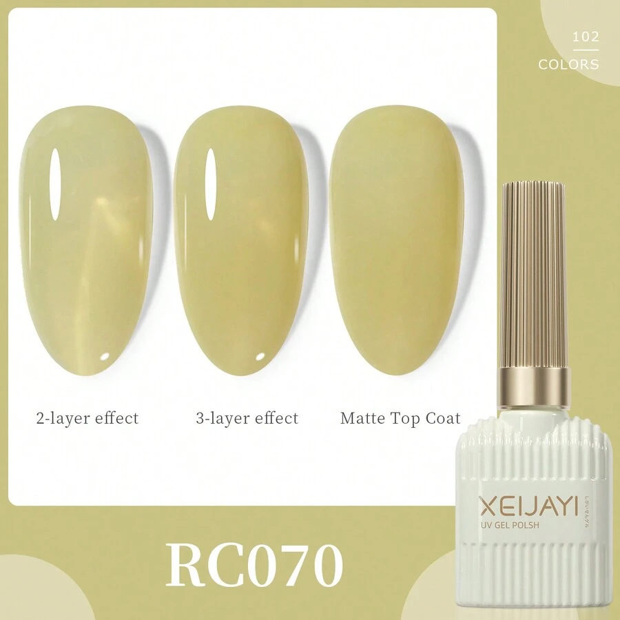XEIJAYI 1 Bottle 4-Season Gel Nail Polish, 102 Color Options, Suitable For Nail Decoration, Nail Art, DIY Nail Salon, Great Gift For Women - 黃色 - 查看 1