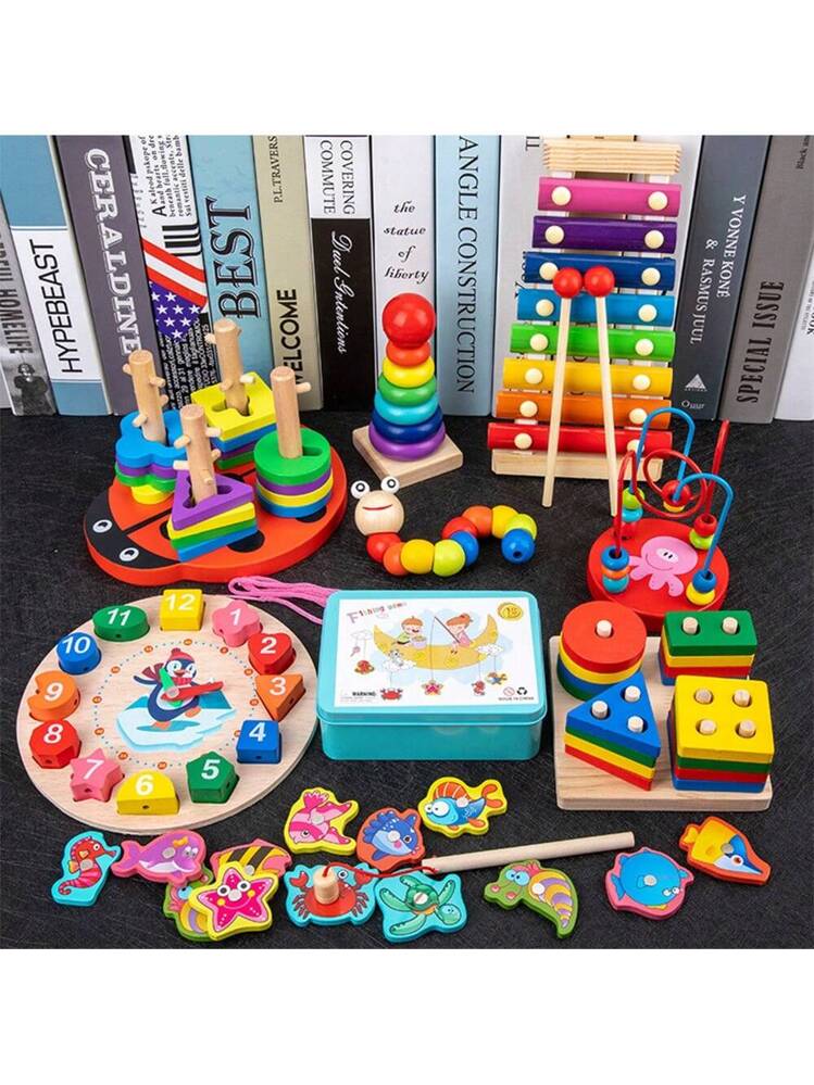Gioco Montessori In Legno Con Bastoncini Colorati E Dadi, Per Bambini 3-6 Anni, Torre Pendente, Abilità Motorie - 3