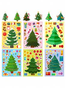 6 Sheets/Pack Christmas Tree Sticker Party Diy Christmas Tree Puzzle Stickers - Multicolor - View 5