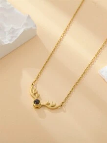 1pc Custom Romantic Deer Antler Picture Projection Necklace, Personalized Photo Pendant Necklace, Projection Jewelry Gifts For Women, Valentine's Day Gifts, Bridesmaid Gifts, Christmas Gifts, Mother's Day Gifts, Gifts For Her - Rose Gold - View 6