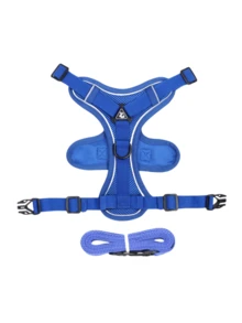 1入組反光透氣寵物背心和胸部背帶和狗繩,適用於狗和貓 - 寶藍色 - 查看 3