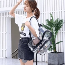 PVC Portable Transparent Backpack, Multi-Pocket Large Capacity Waterproof Casual Classic Backpack - Black - View 6