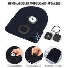 YunTuo 1 件男女通用音樂帽led 無簷小便帽帶燈usb 可充電音樂帽帶燈可調節3 級亮度頭燈無簷小便帽適合冬季戶外活動、遛狗、跑步、釣魚、鏟土、遠足、騎自行車、通勤、男士禮物爸爸父親情人節usb 充電帽 - 元寶寶藍 - 查看 3