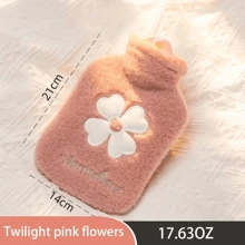 1個/16.91盎司可拆卸可洗的布套暖水袋,方便可愛的加厚pvc防爆手暖器。它可以保持40°c左右的溫度長達6小時！ - 粉色 - 查看 2