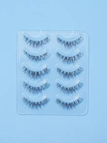 5入組自然交錯的魚尾假睫毛,清晰腳幹,0.5-1cm長度 - 黑色 - 查看 3