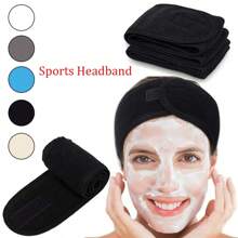 1條黑色水療臉部頭帶頭巾夾克可調節頭巾沐浴化妝瑜伽運動伸縮毛巾 - 黑色 - 查看 1